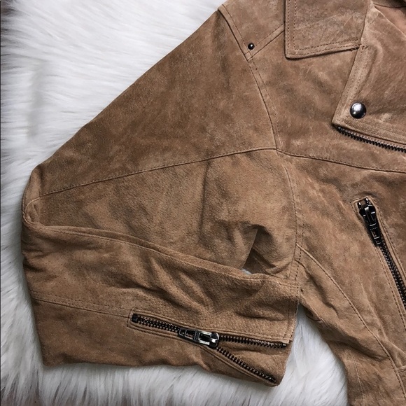 BLANK NYC SUEDE LEATHER MOTO DESERT SAND JACKET - Picture 3 of 8
